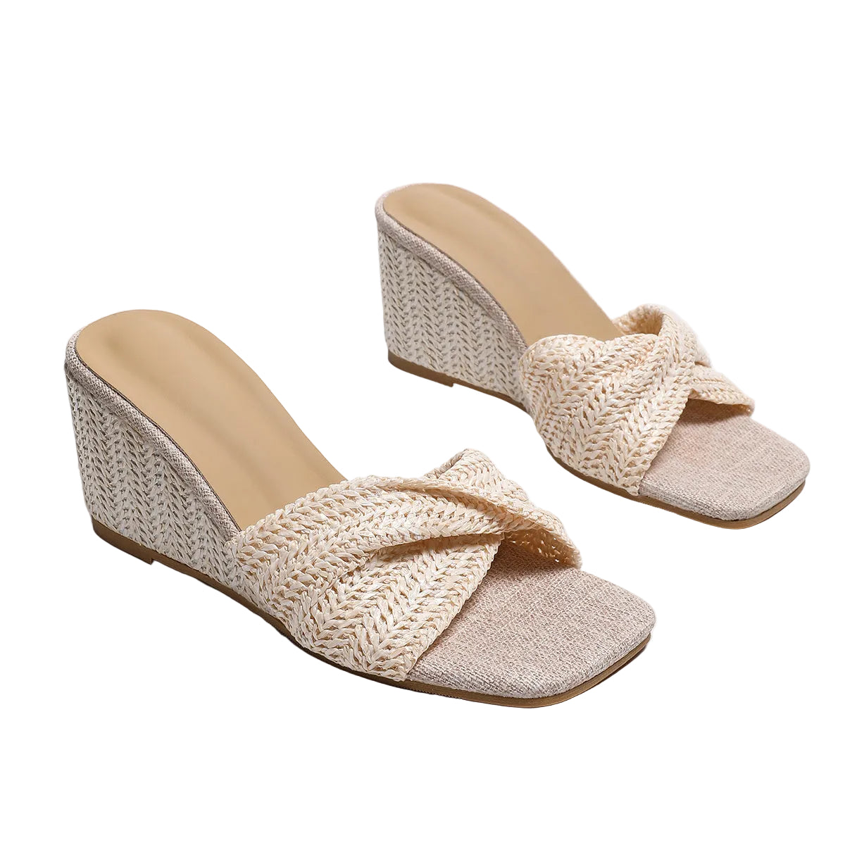 WOVEN KNOT WEDGE HEELS