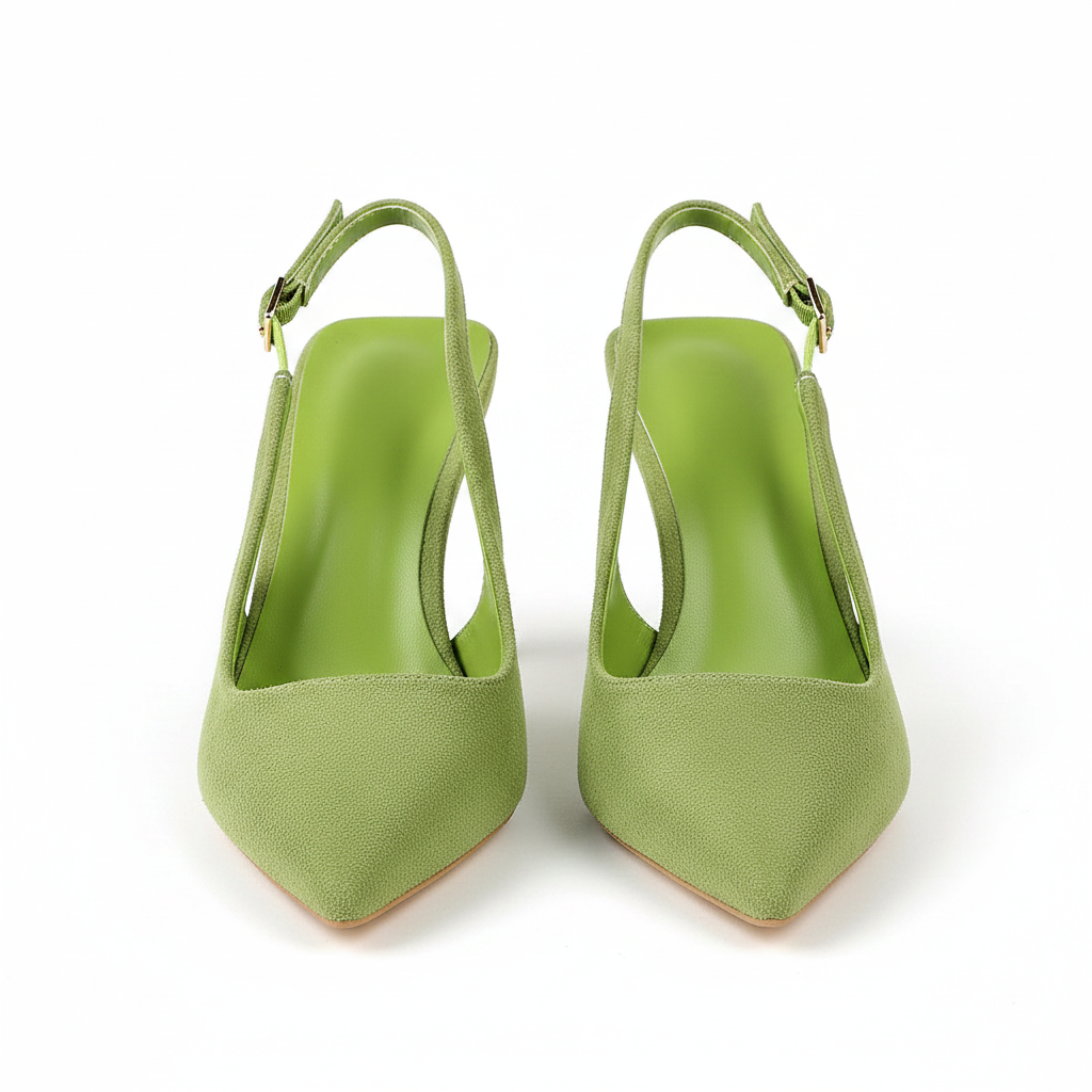 MATCHA GREEN SUEDE SLINGBACK HEELS