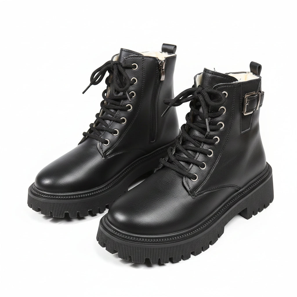 FAUX FUR WINTER COMBAT BOOTS