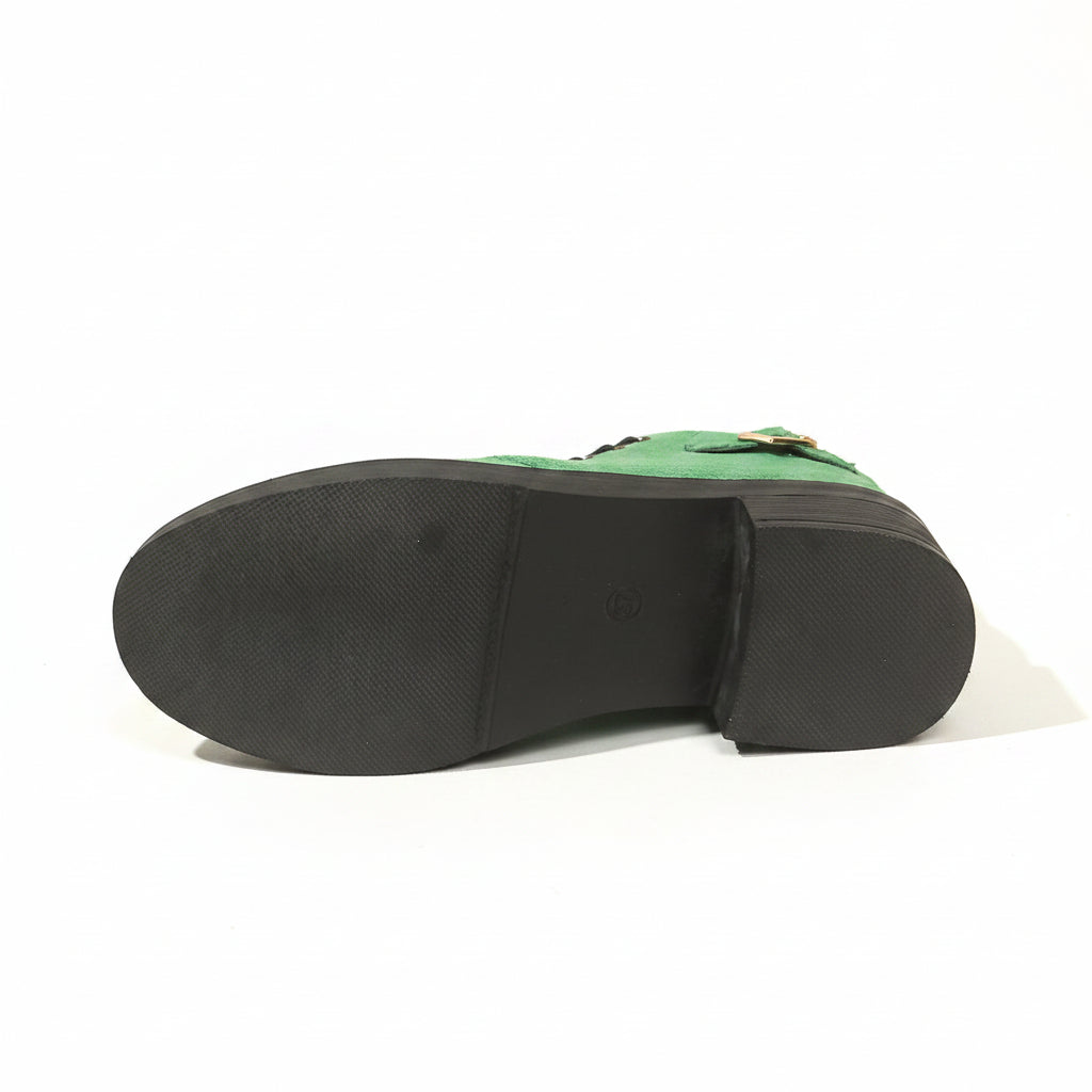 EMERALD GREEN FAUX SUEDE BOOTIES