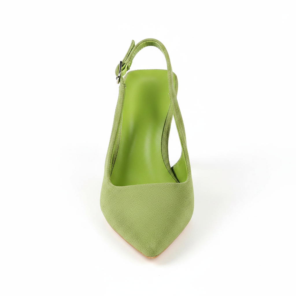 MATCHA GREEN SUEDE SLINGBACK HEELS