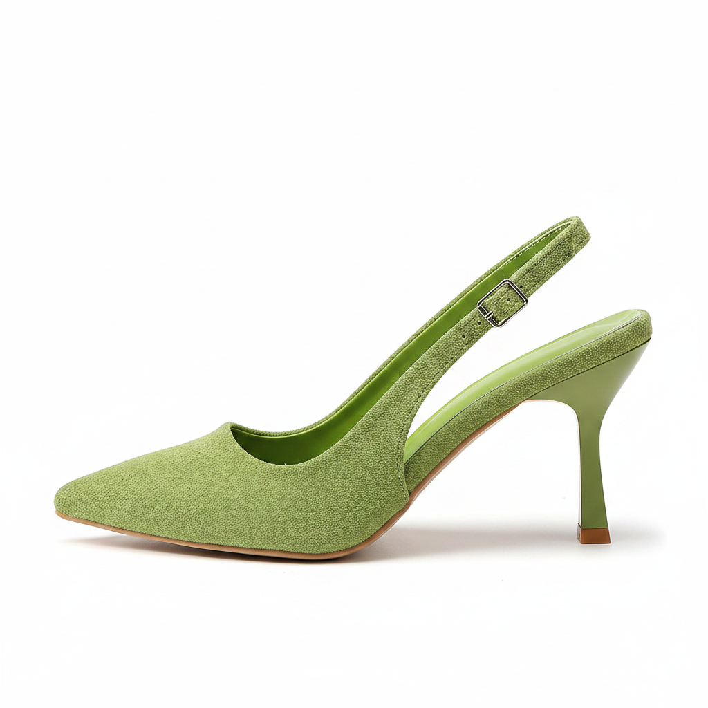 MATCHA GREEN SUEDE SLINGBACK HEELS