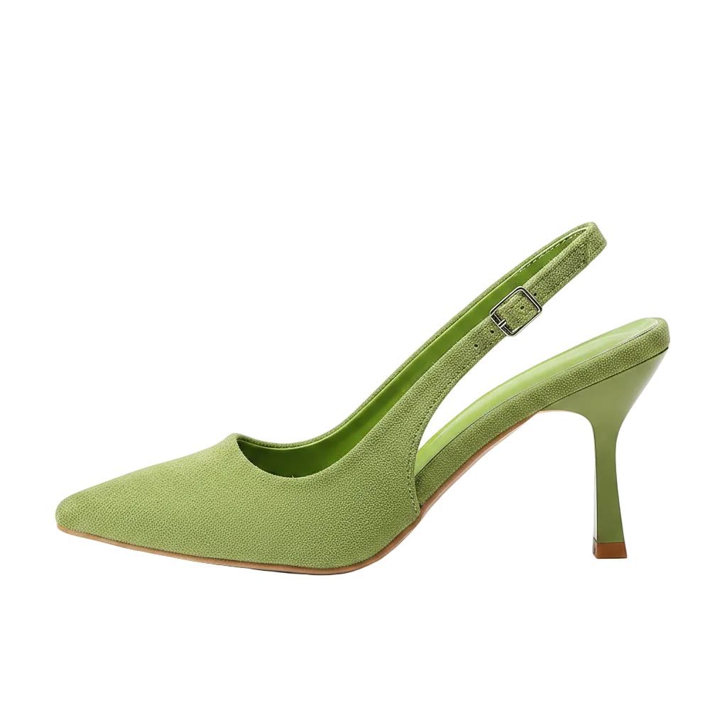 MATCHA GREEN SUEDE SLINGBACK HEELS