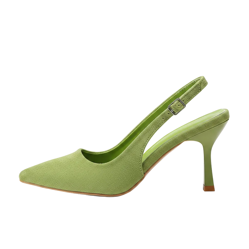 MATCHA GREEN SUEDE SLINGBACK HEELS