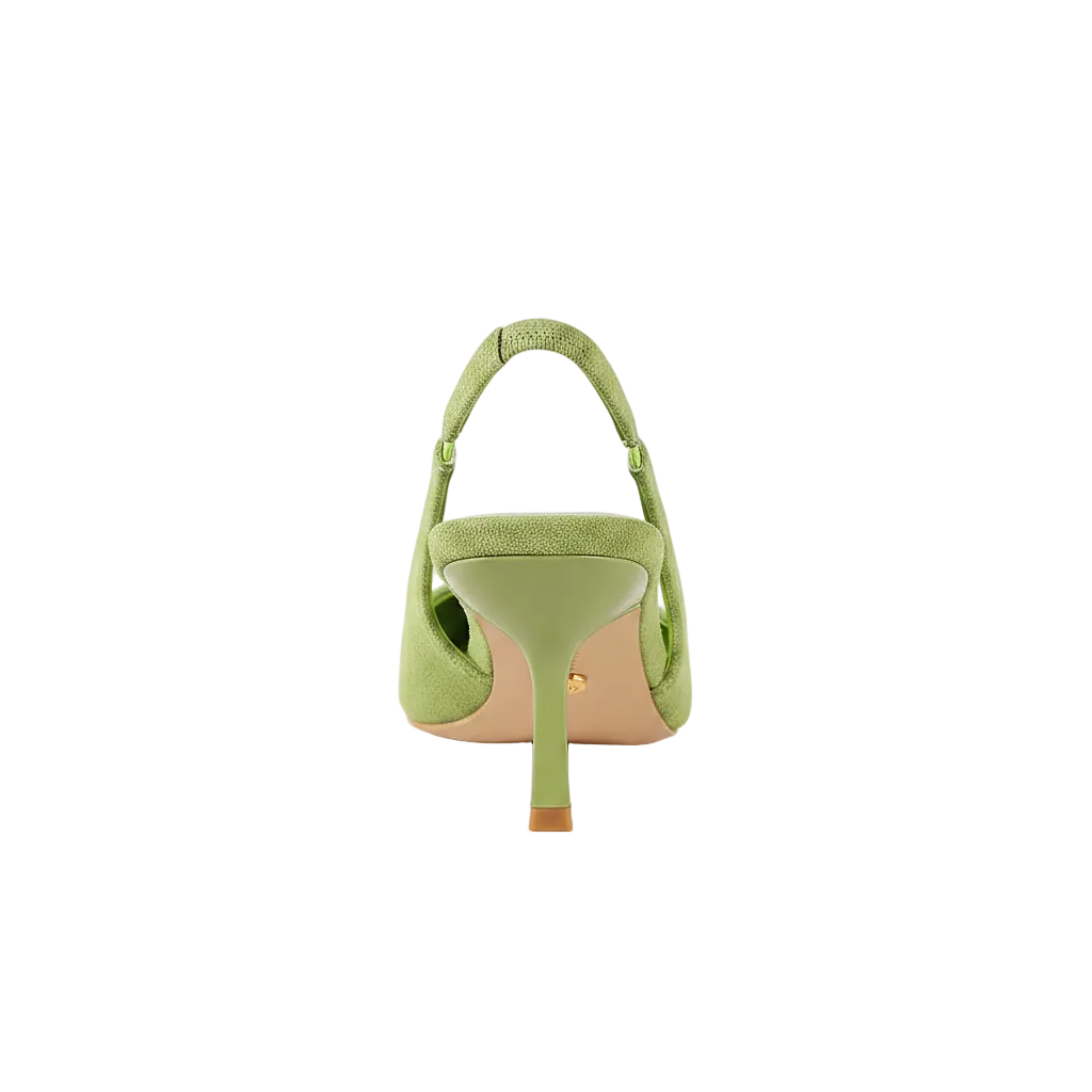 MATCHA GREEN SUEDE SLINGBACK HEELS