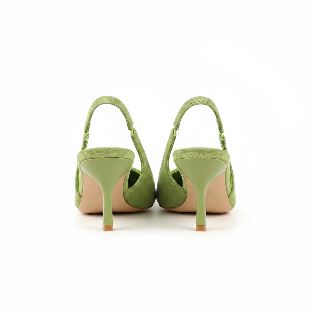MATCHA GREEN SUEDE SLINGBACK HEELS