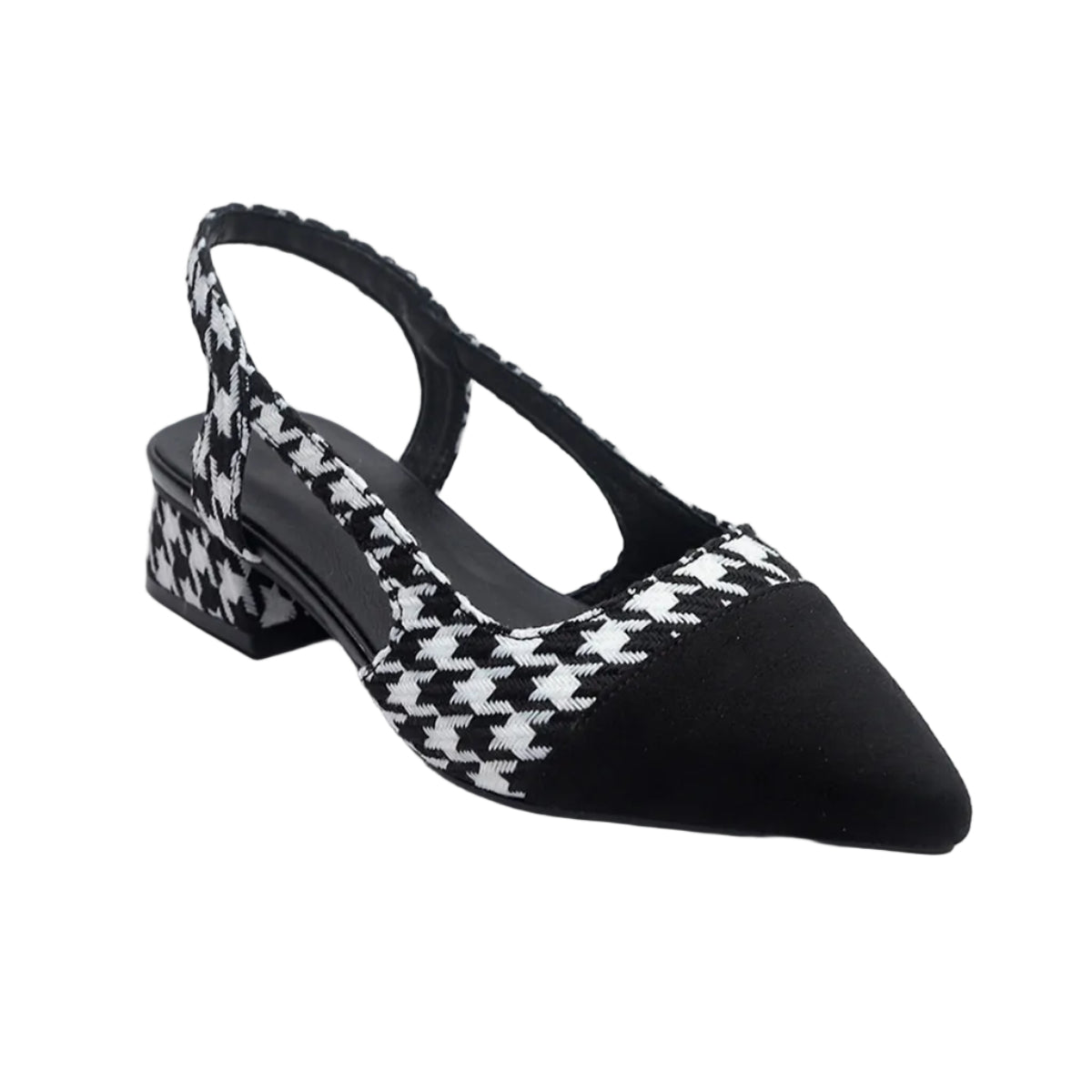 CLASSIC HOUNDSTOOTH SLINGBACK LOW HEELS