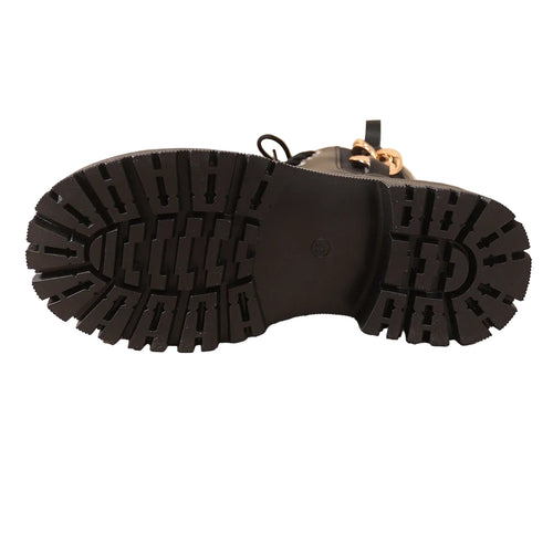 CHUNKY CHAIN-TRIM COMBAT BOOTS