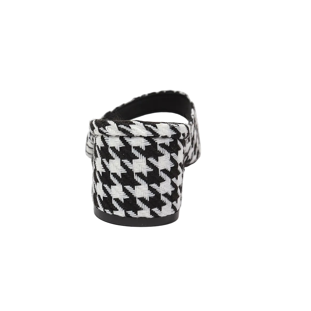 HOUNDSTOOTH SQUARE TOE BLOCK HEEL SANDALS