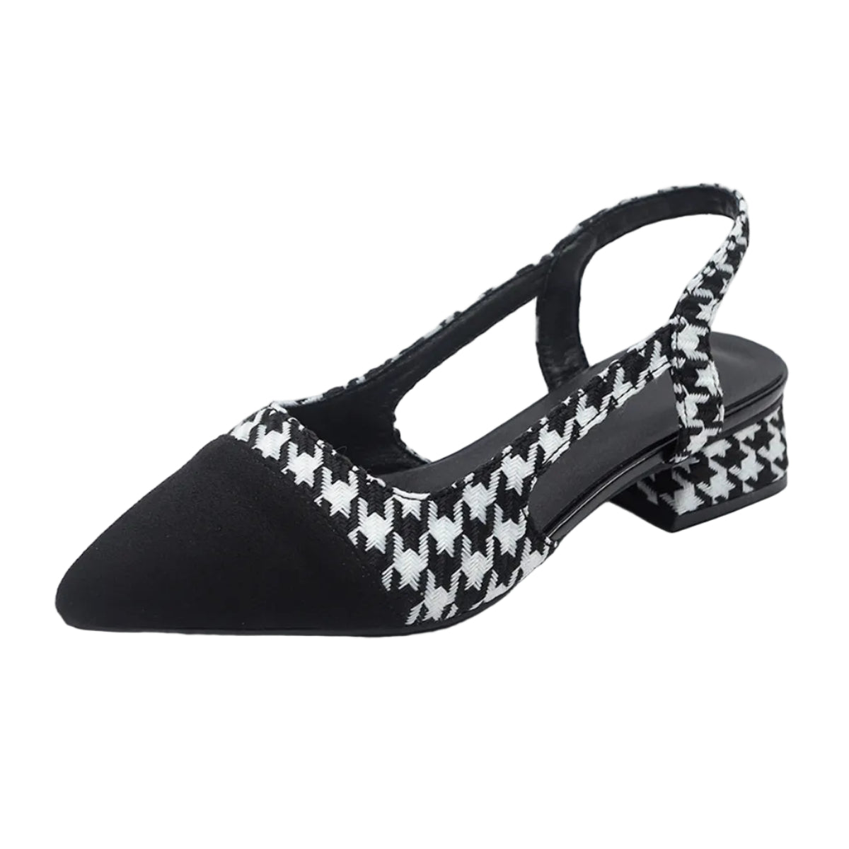 CLASSIC HOUNDSTOOTH SLINGBACK LOW HEELS