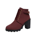 LACE-UP BLOCK HEEL ANKLE BOOTS