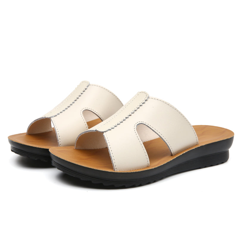 COMFORT VEGAN LEATHER WEDGE SLIDES