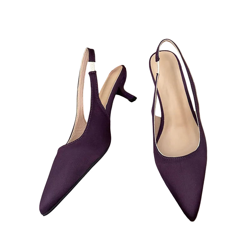 Women's Classic Satin Slingback Kitten Heels