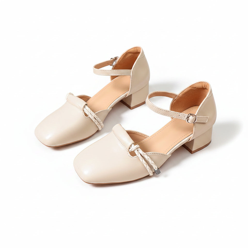 BRAIDED MARY JANE BLOCK HEELS
