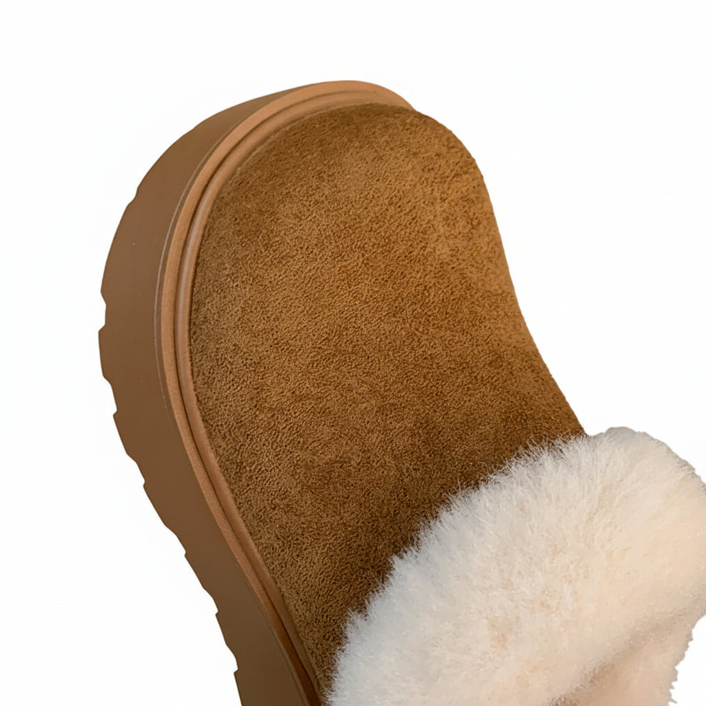 FAUX FUR LINED PLATFORM CLOG MULES