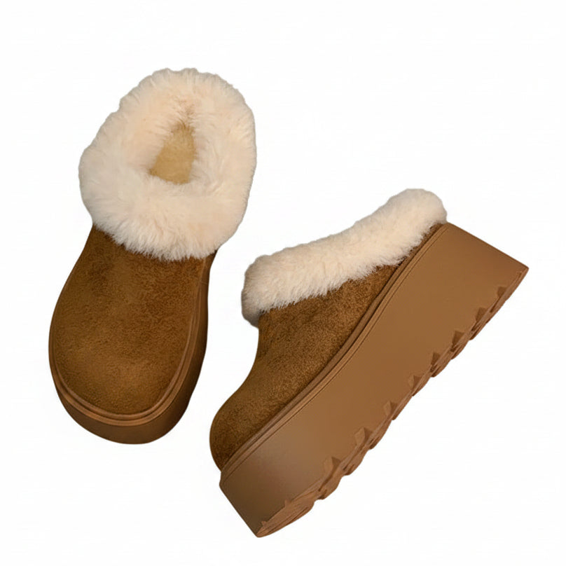 FAUX FUR LINED PLATFORM CLOG MULES