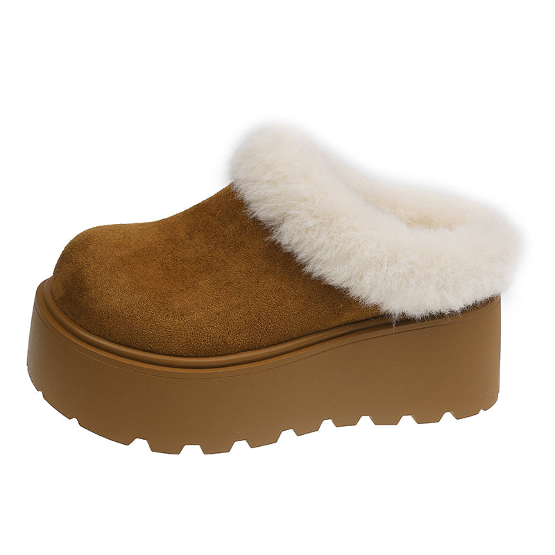 FAUX FUR LINED PLATFORM CLOG MULES
