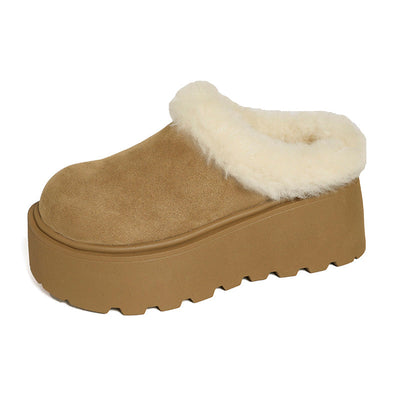 Women's Faux Fur Trim Platform Clog Mules
