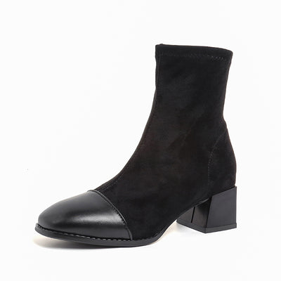 Women's Round Toe Block Heel Ankle Boots