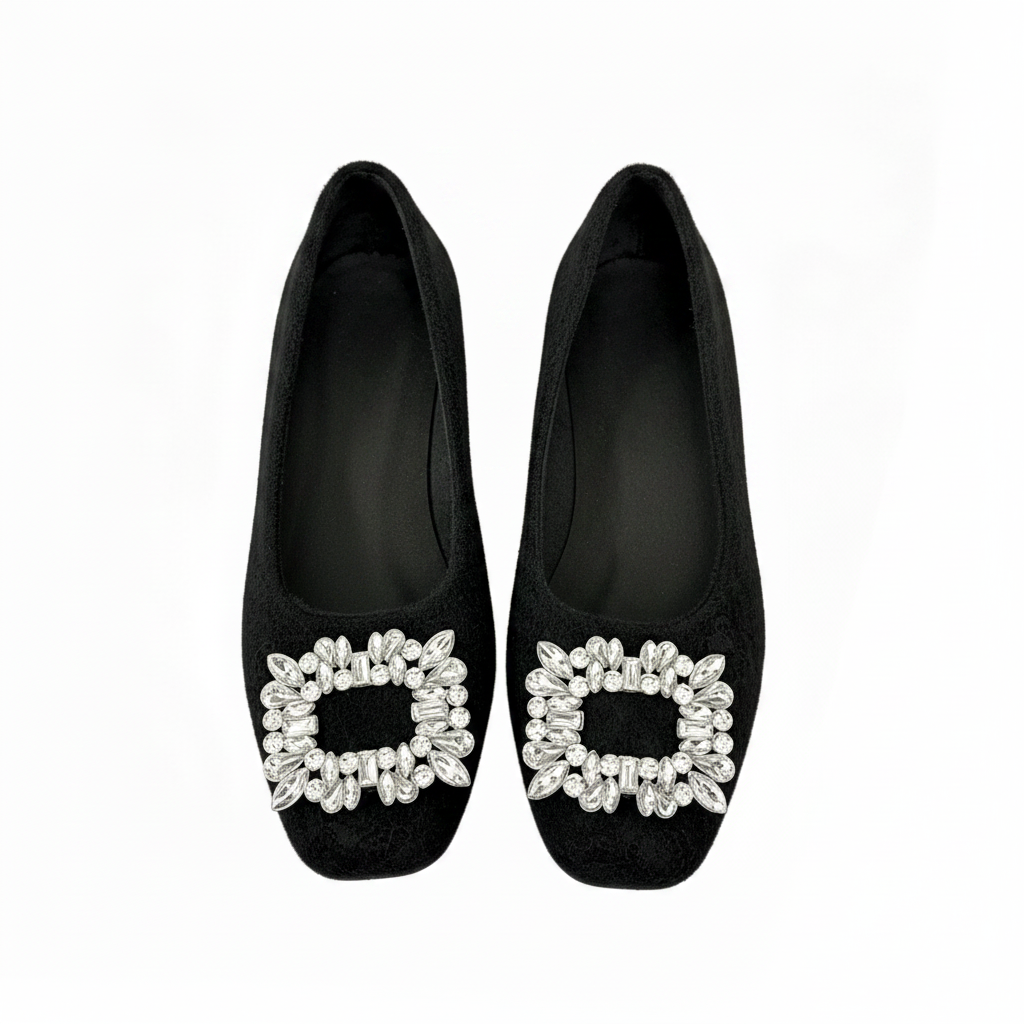Women's Crystal Buckle Winter Flats