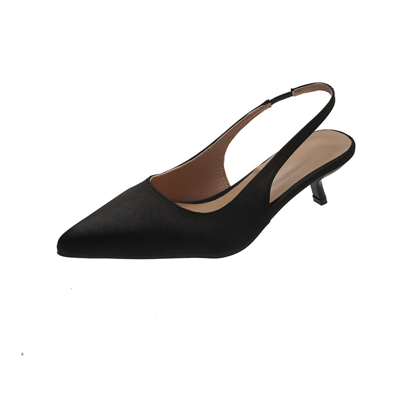 Women's Classic Satin Slingback Kitten Heels