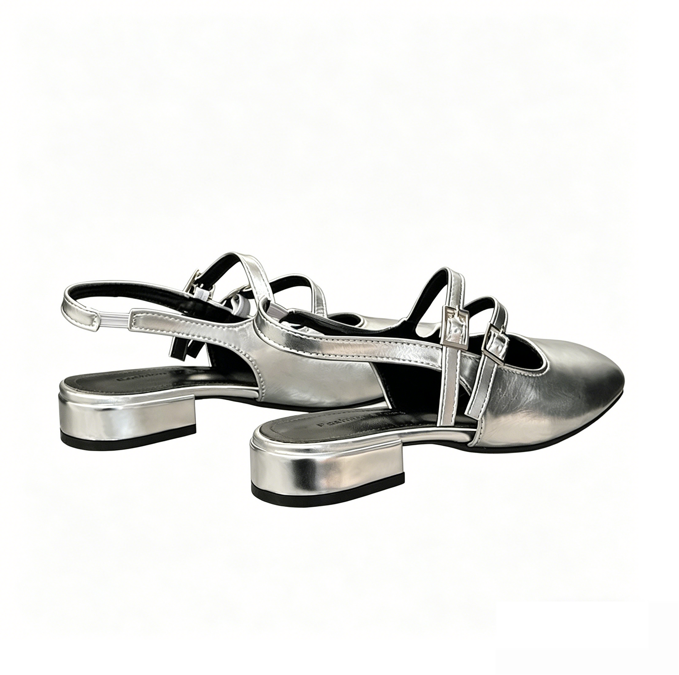 METALLIC SILVER SLINGBACK MARY JANES