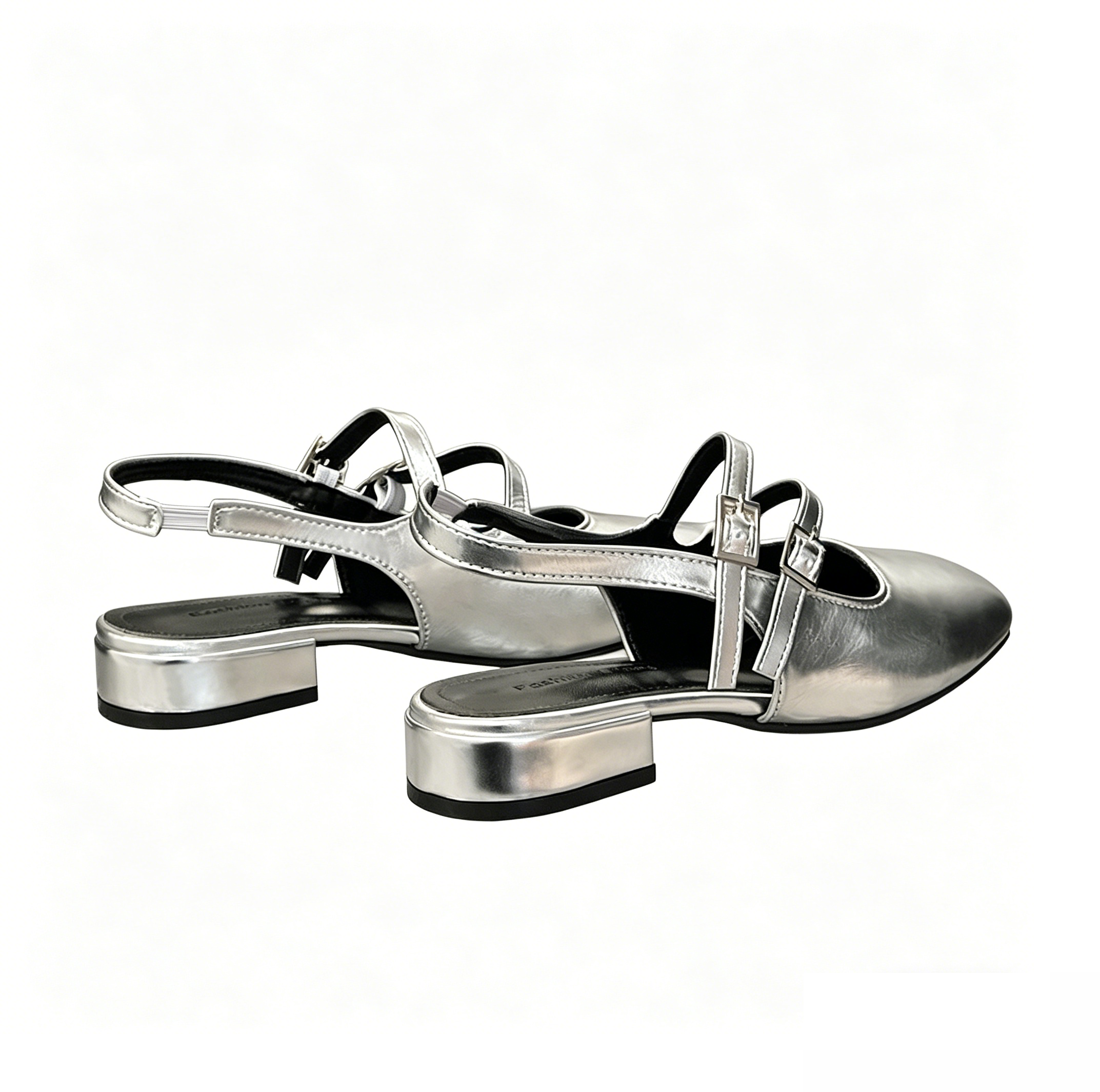 METALLIC SILVER SLINGBACK MARY JANES