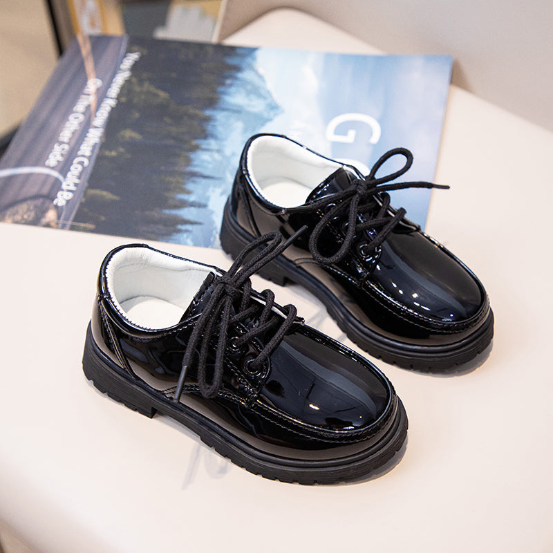 KID'S CLASSIC PATENT LACE UP DERBY SCHOOL SHOES