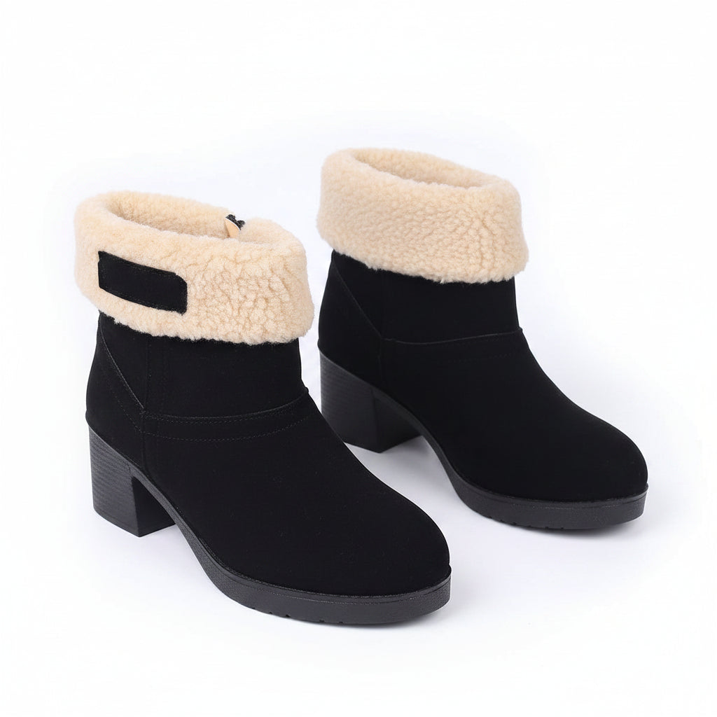 BLACK FAUX SUEDE WINTER BOOTS