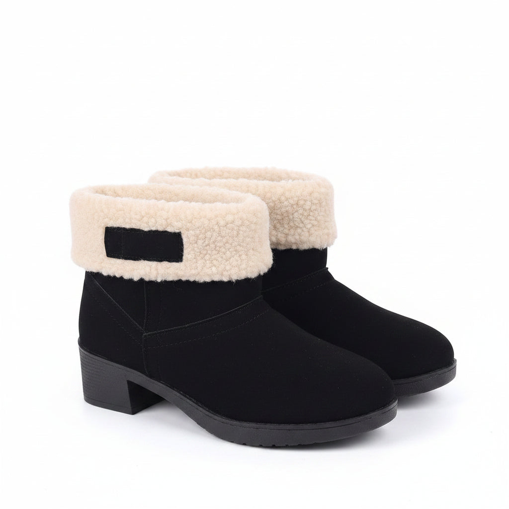 BLACK FAUX SUEDE WINTER BOOTS