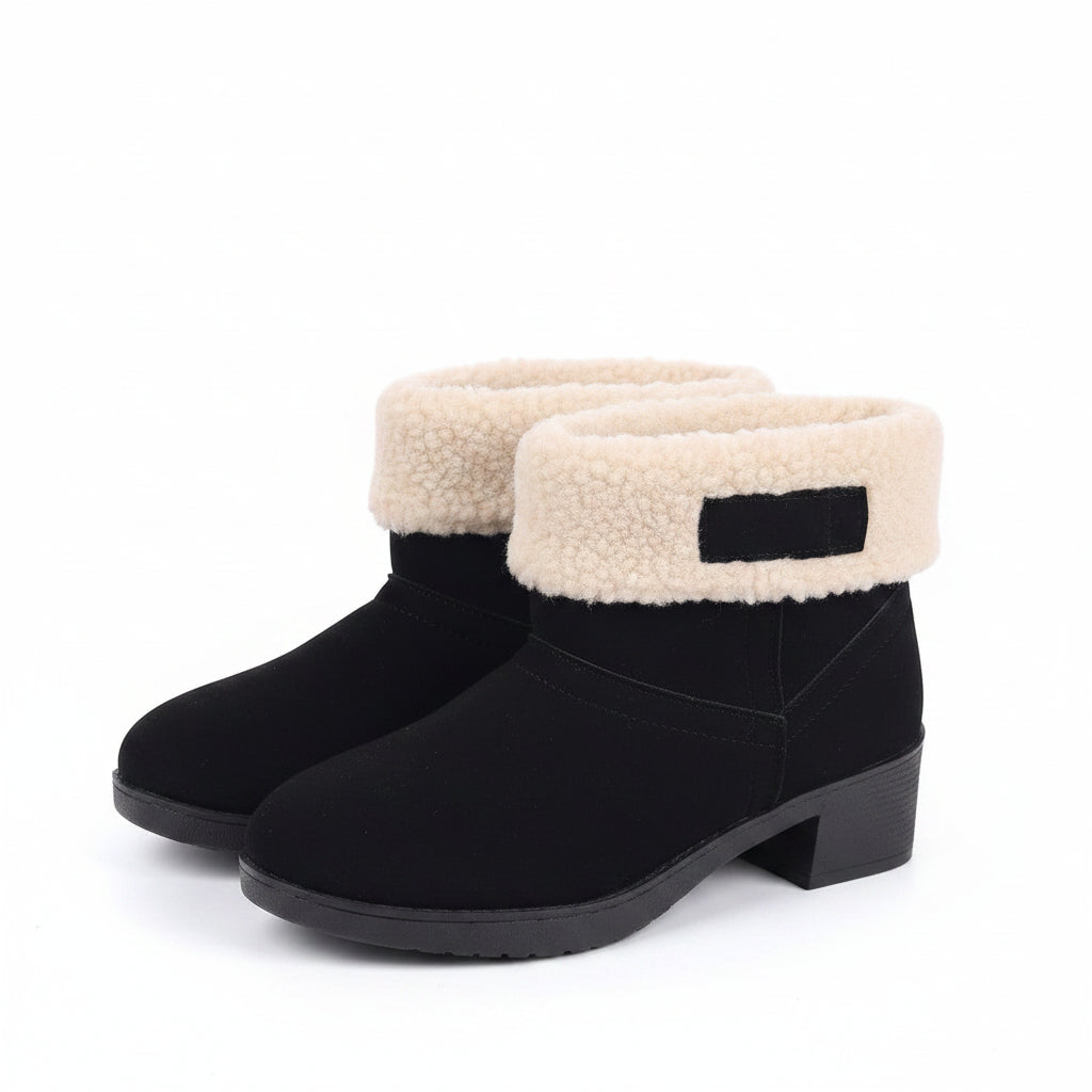 BLACK FAUX SUEDE WINTER BOOTS