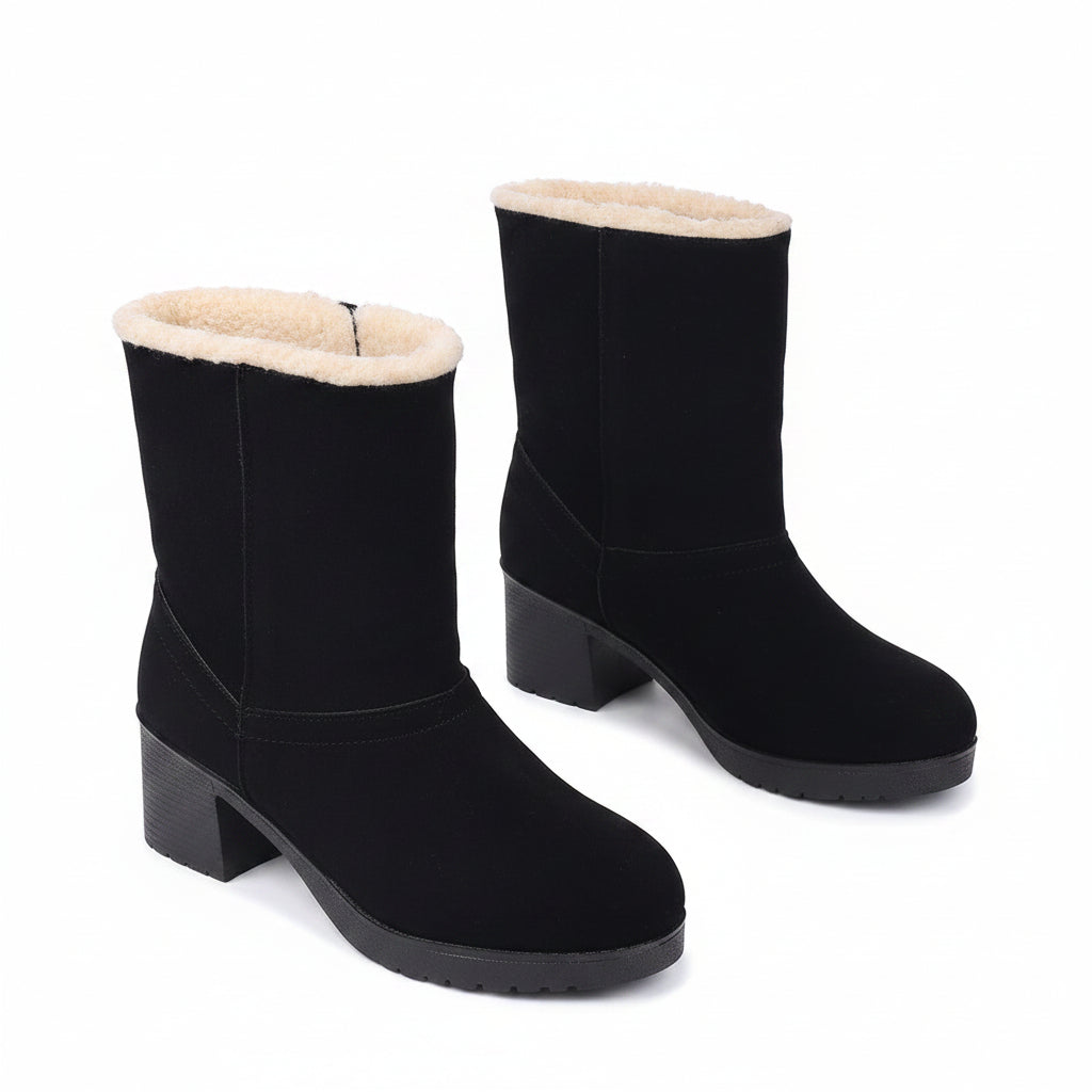 BLACK FAUX SUEDE WINTER BOOTS
