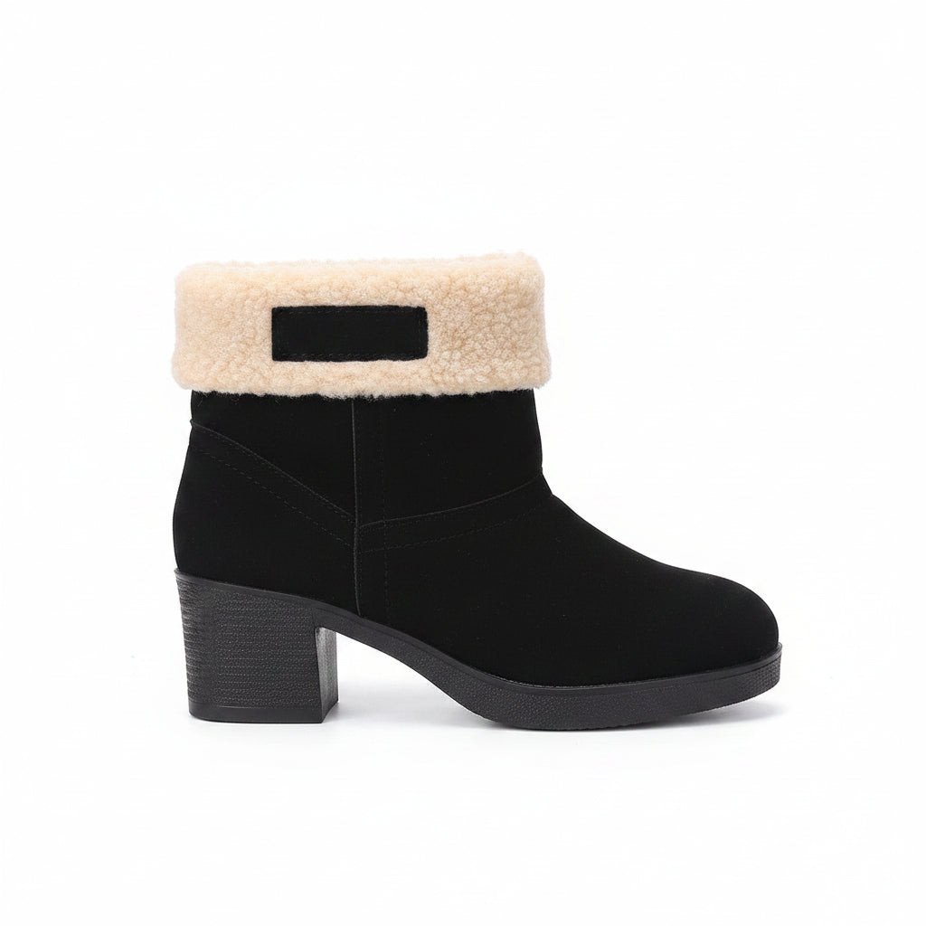 BLACK FAUX SUEDE WINTER BOOTS