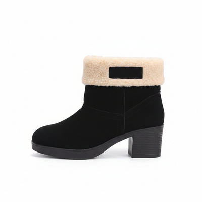Women's Black Faux Suede Winter Boots