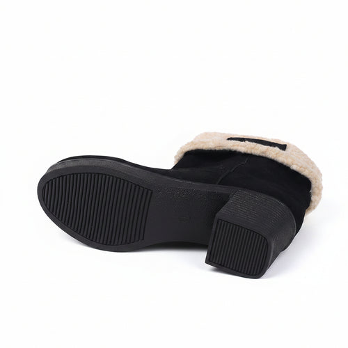 BLACK FAUX SUEDE WINTER BOOTS
