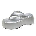 METALLIC PLATFORM THONG SANDALS