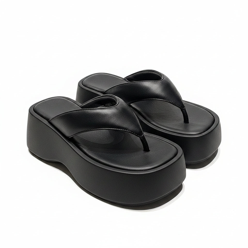 Women's Metallic Platform Thong Sandals