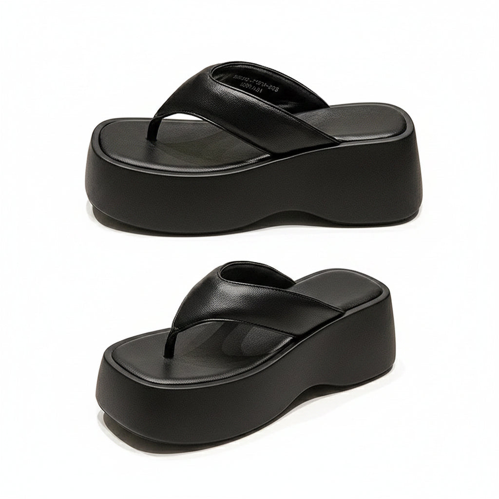 Women's Metallic Platform Thong Sandals