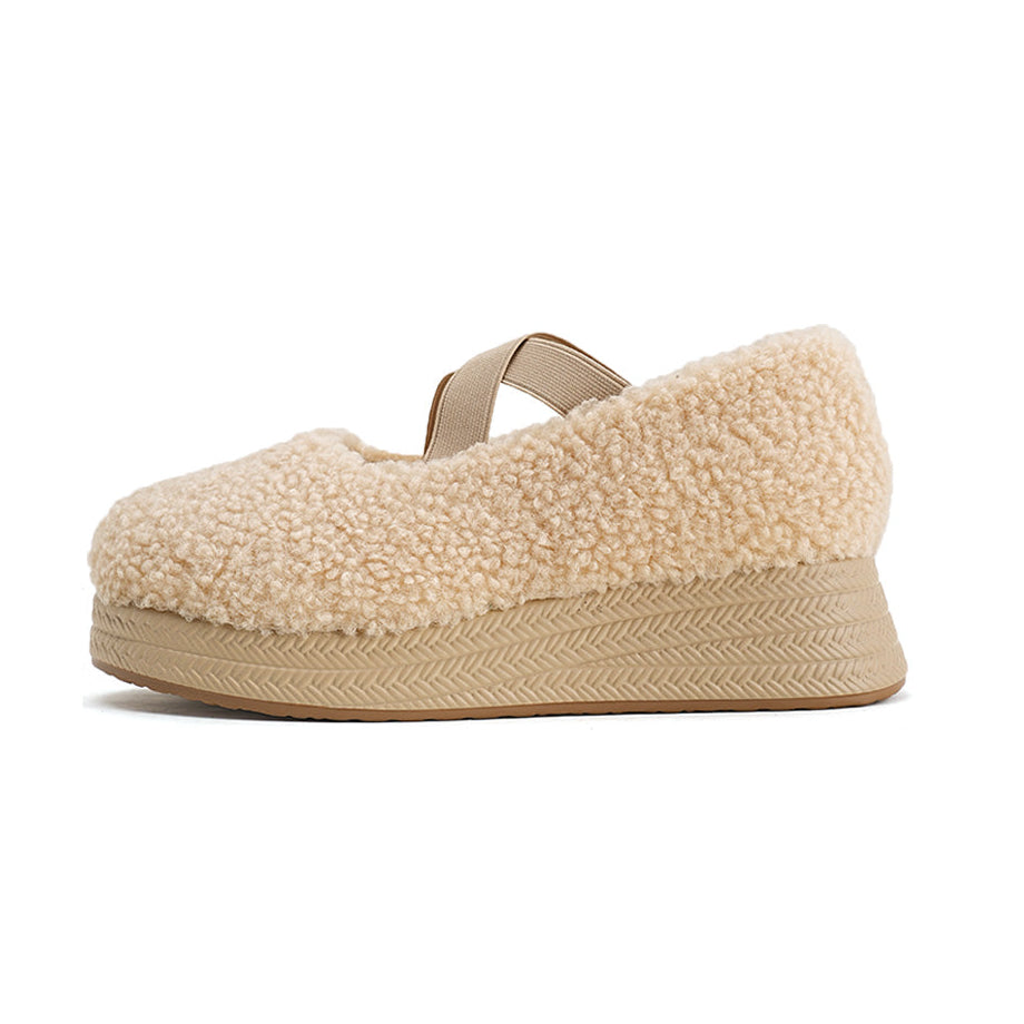Women's Sherpa Cross-Strap Wedge Slippers