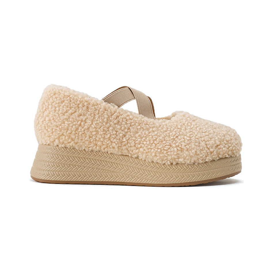 Women's Sherpa Cross-Strap Wedge Slippers