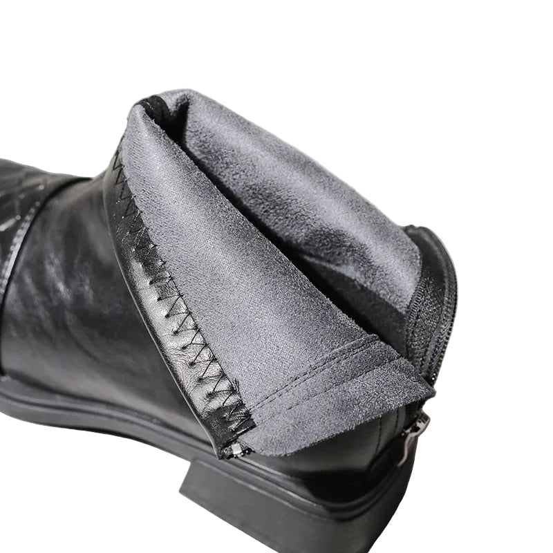 WOVEN LEATHER-LOOK ANKLE BOOTS