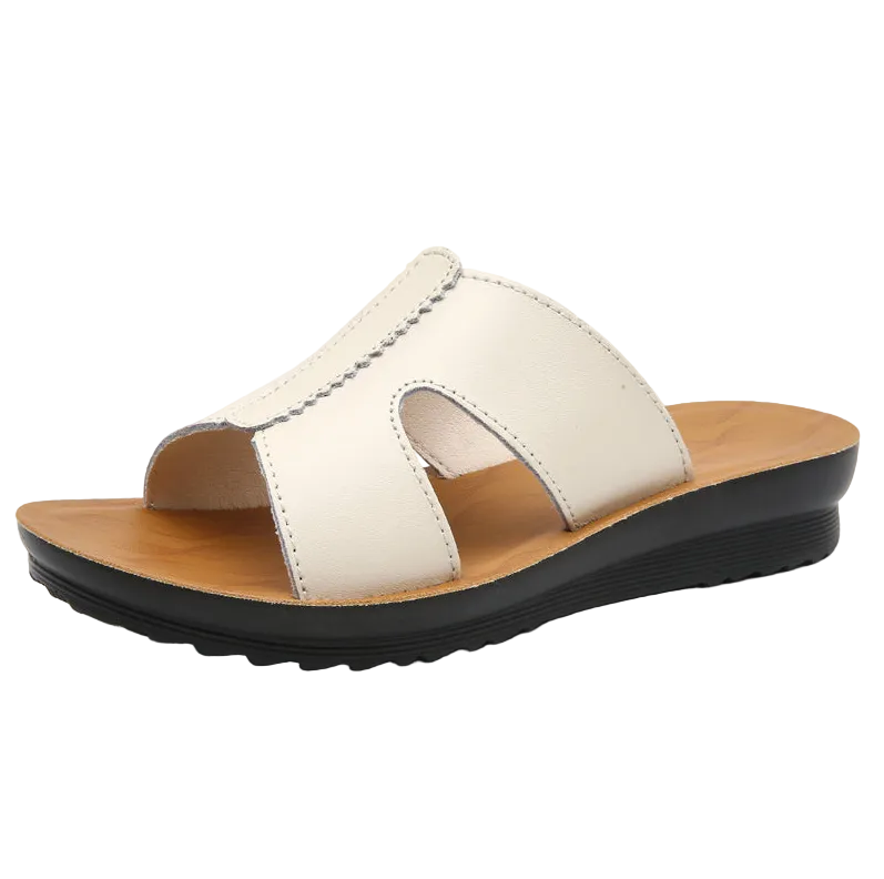 COMFORT VEGAN LEATHER WEDGE SLIDES