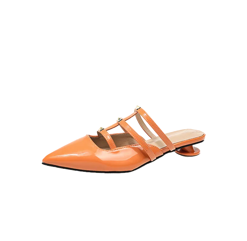 STUDDED STRAPPY POINTED TOE MULES