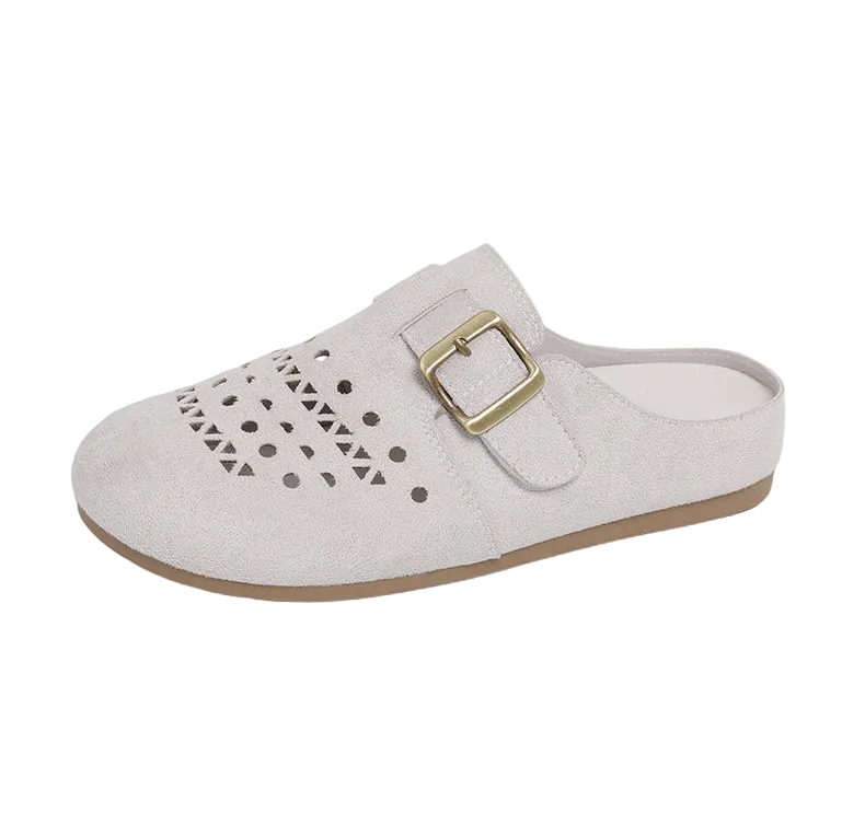 SUEDE LASER-CUT MULES