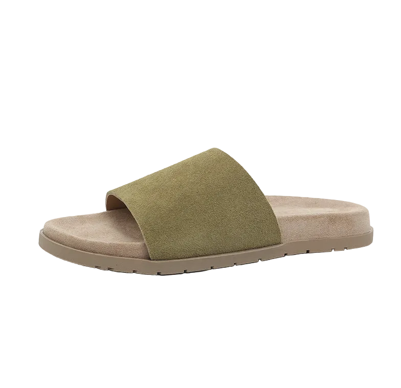 FAUX SUEDE SLIDE SANDALS