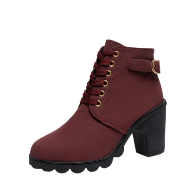 Women's Lace-Up Block Heel Ankle Boots