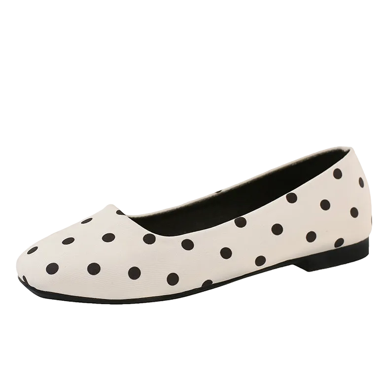 Women's Polka Dot Square Toe Ballet Flats