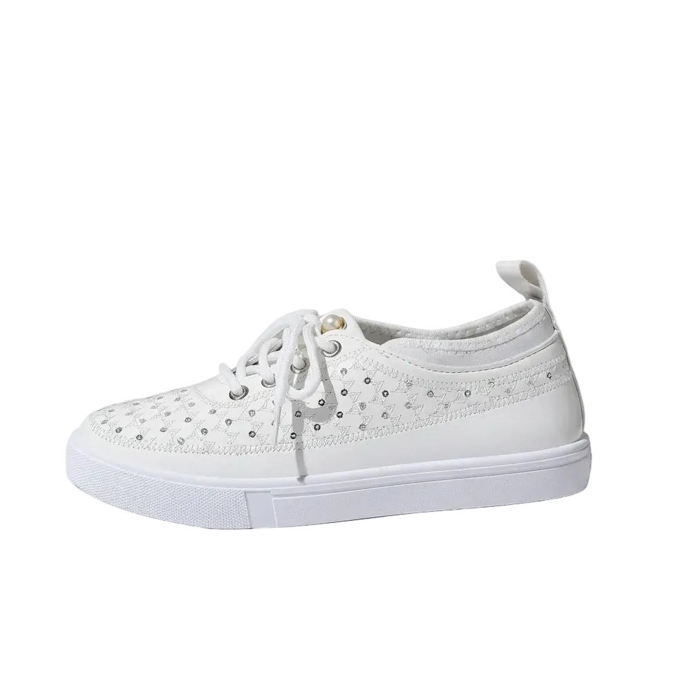 Women's Geometric Texture Lace-Up Sneakers