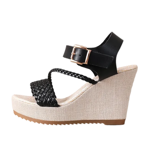 Women's Braided Strap Espadrille Wedge Heels