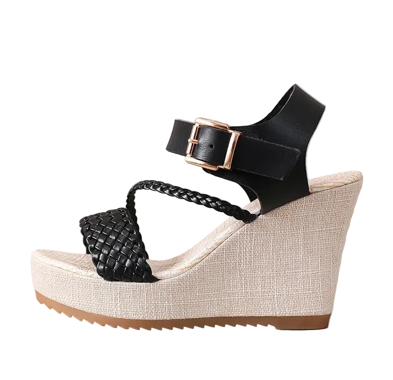 Women's Braided Strap Espadrille Wedge Heels